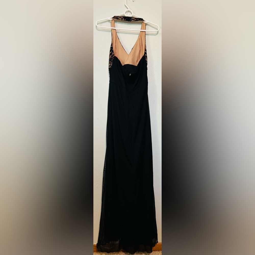 B. Smart Classic Nude Lace Black Halter Maxi Dress Size 6 - Picture 3 of 6